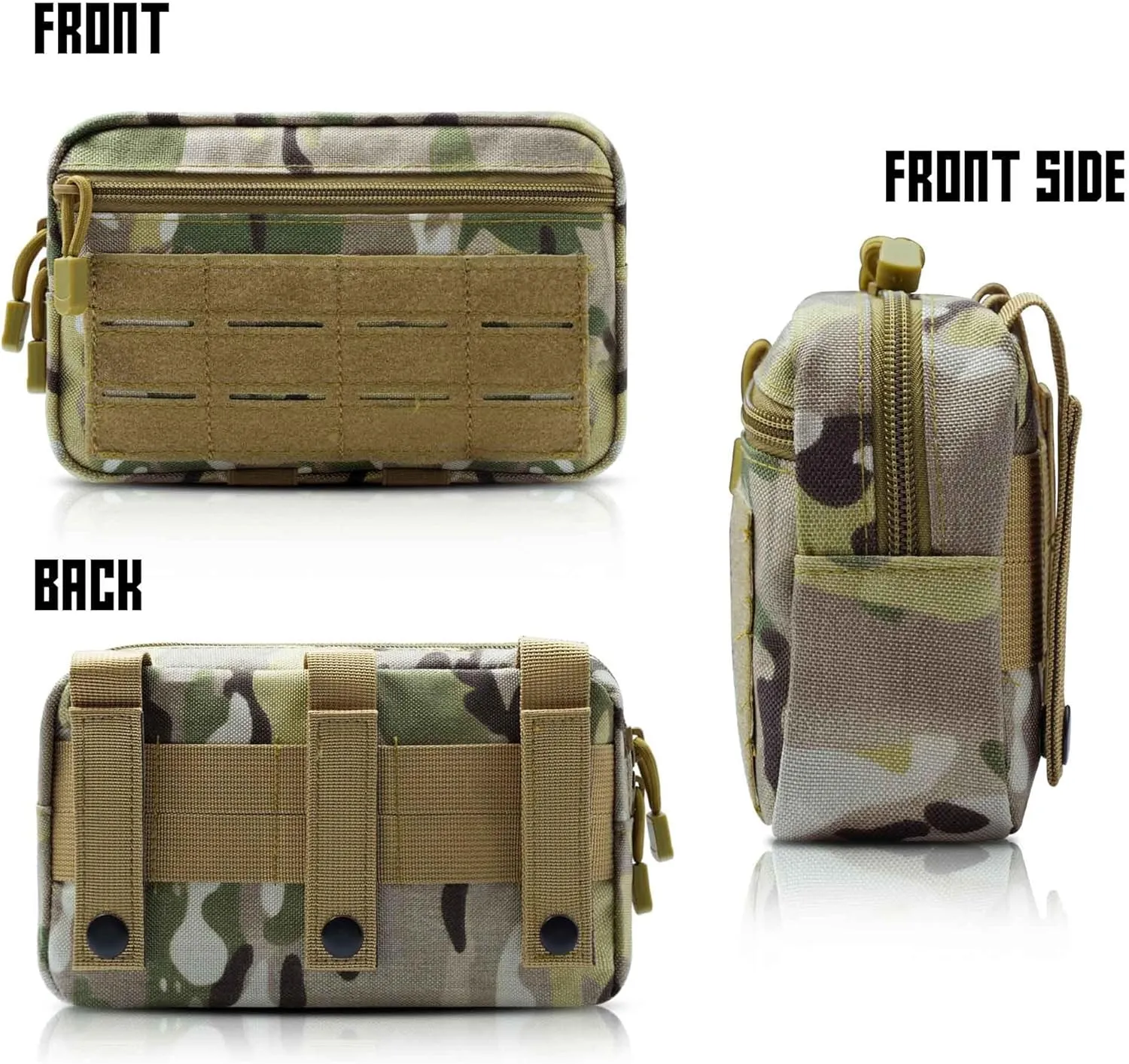 2 Pack 1000D Laser Cut Molle Pouches - Tactical Compact Water-Resistant Utility Admin Pouch for Vest Backpack Duty Belt Tactical Vests