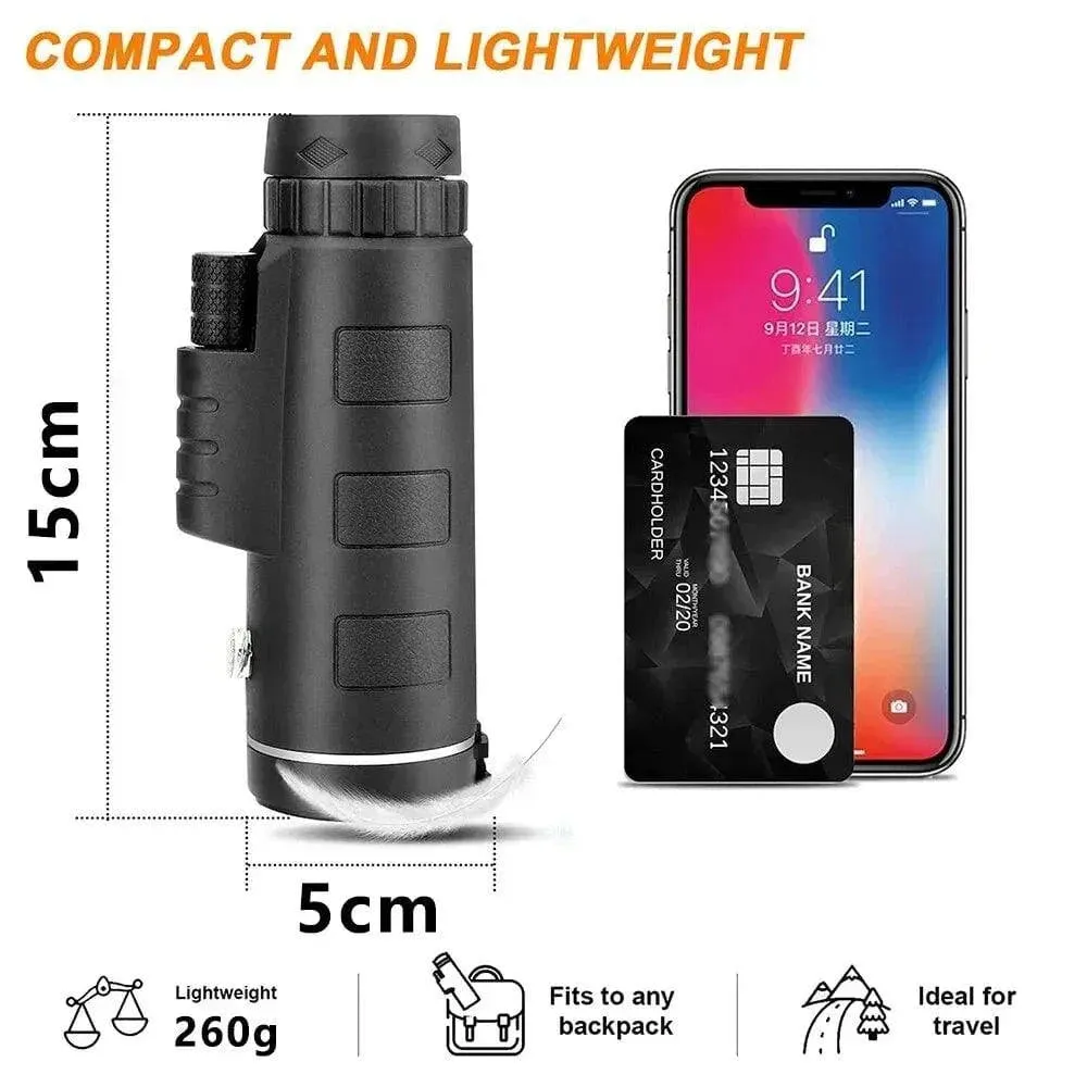40X60 Military Zoom HD Powerful Binoculars Long Range Portable Professional Telescope Monocular Low Night Vision for Hunting