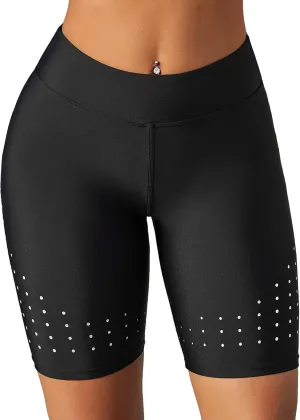 ATTRACO Women's High Waisted Swim Shorts with Pockets Plus Size Bathing Suit Bottoms Long Board Shorts