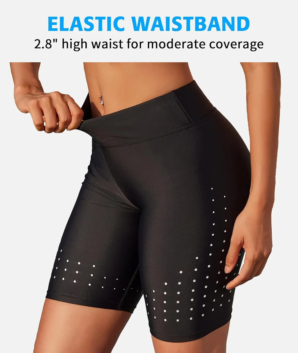 ATTRACO Women's High Waisted Swim Shorts with Pockets Plus Size Bathing Suit Bottoms Long Board Shorts