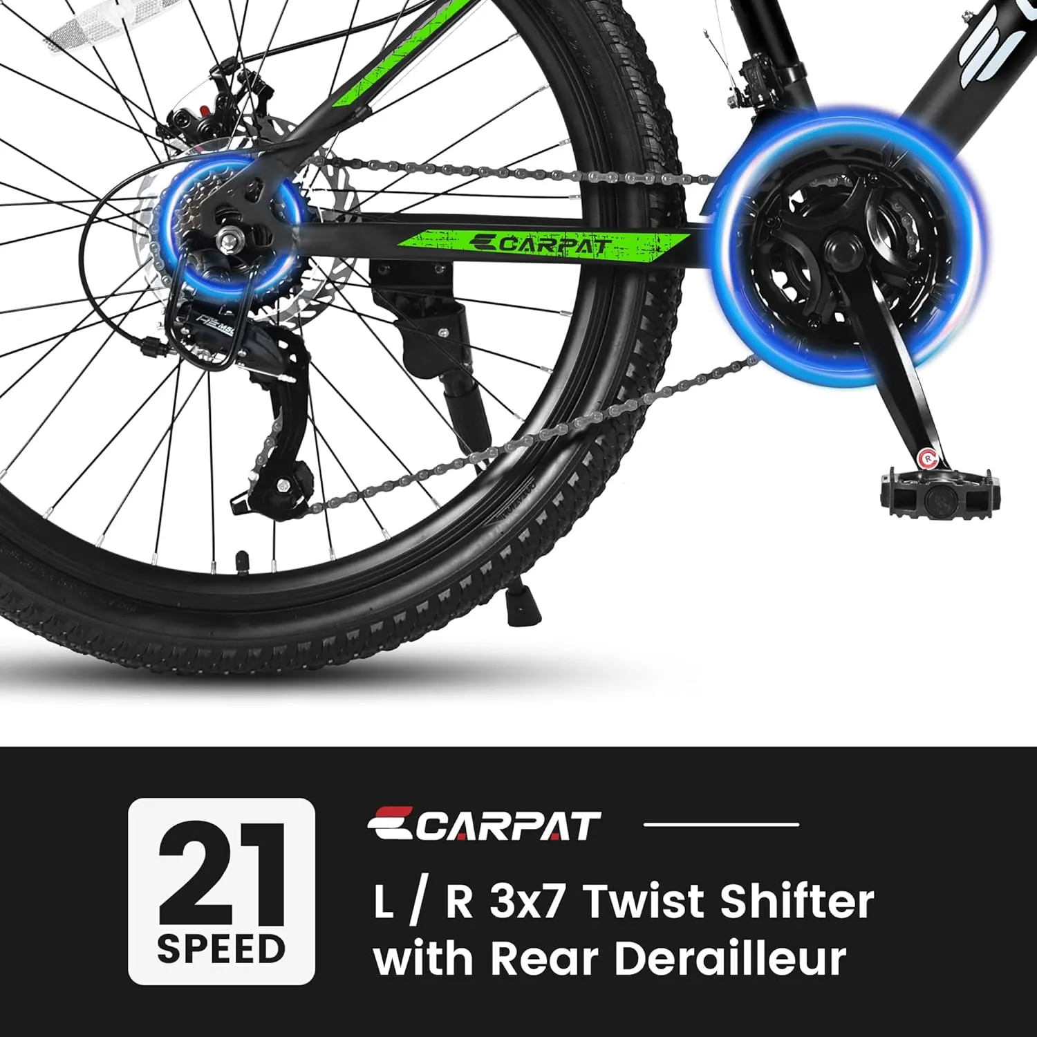 Ecarpat 24/26/27.5 Inch Mountain Bike, Dual/Front Suspension Mens Mountain Bike with 21 Speeds High-Carbon Steel Frame and Disc/V Brakes, Adult Sport Bicycle for Trail Snow Commuter City Road