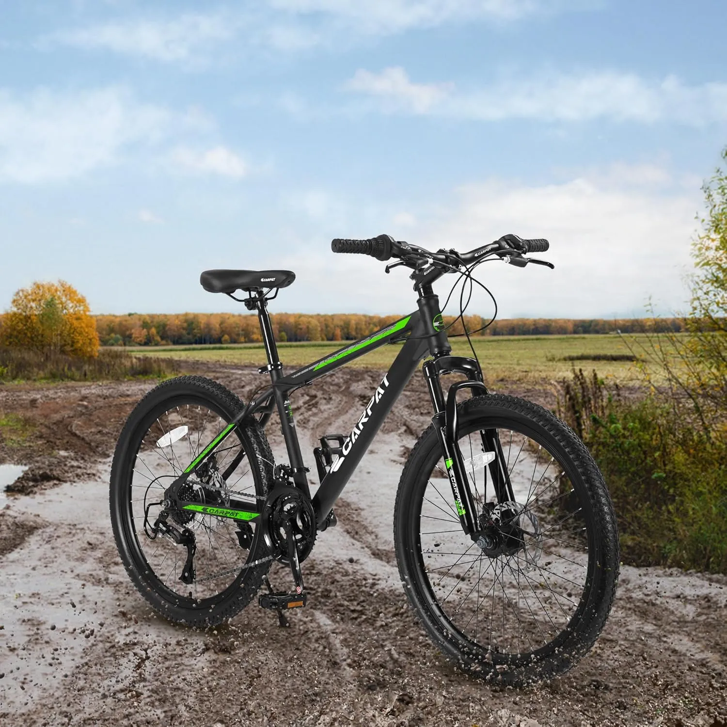 Ecarpat 24/26/27.5 Inch Mountain Bike, Dual/Front Suspension Mens Mountain Bike with 21 Speeds High-Carbon Steel Frame and Disc/V Brakes, Adult Sport Bicycle for Trail Snow Commuter City Road