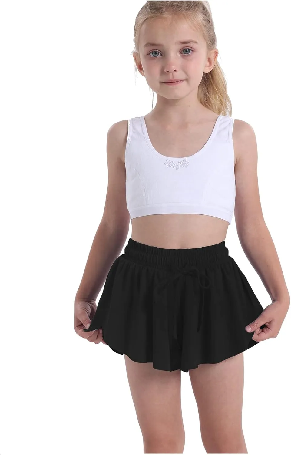 Flowy Butterfly Shorts for Girls 2-in-1 Athletic Running Skirt Shorts Cheer Tennis Dance Preppy with Spandex Liner