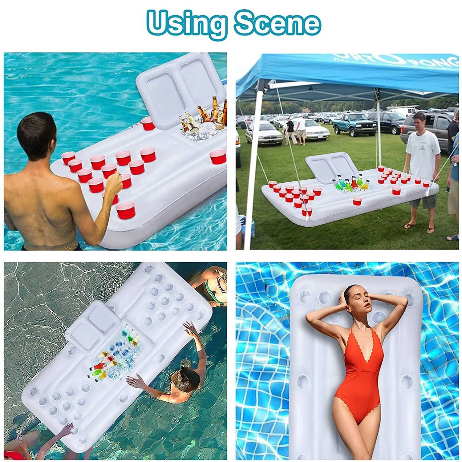 HARDLAND Inflatable Pool Party Floating Beer Pong Table