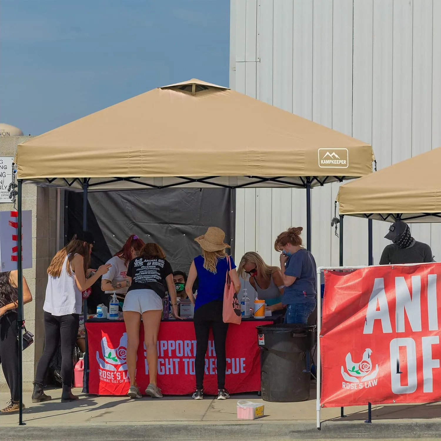KAMPKEEPER 10x10 Pop Up Commercial Canopy Tent - Waterproof & Portable Outdoor Shade with Adjustable Legs, Air Vent, Carry Bag & Sandbags(Khaki)