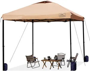 KAMPKEEPER 10x10 Pop Up Commercial Canopy Tent - Waterproof & Portable Outdoor Shade with Adjustable Legs, Air Vent, Carry Bag & Sandbags(Khaki)