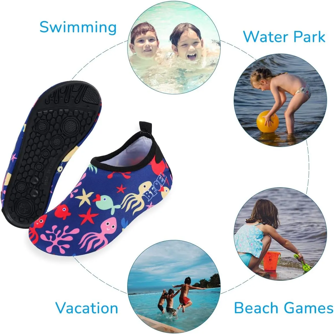 Kids Water Shoes for Toddler Boys Girls Big Kids Water Shoes Swim Socks Quick Dry Non-Slip Water Beach Aqua Sports Shoes