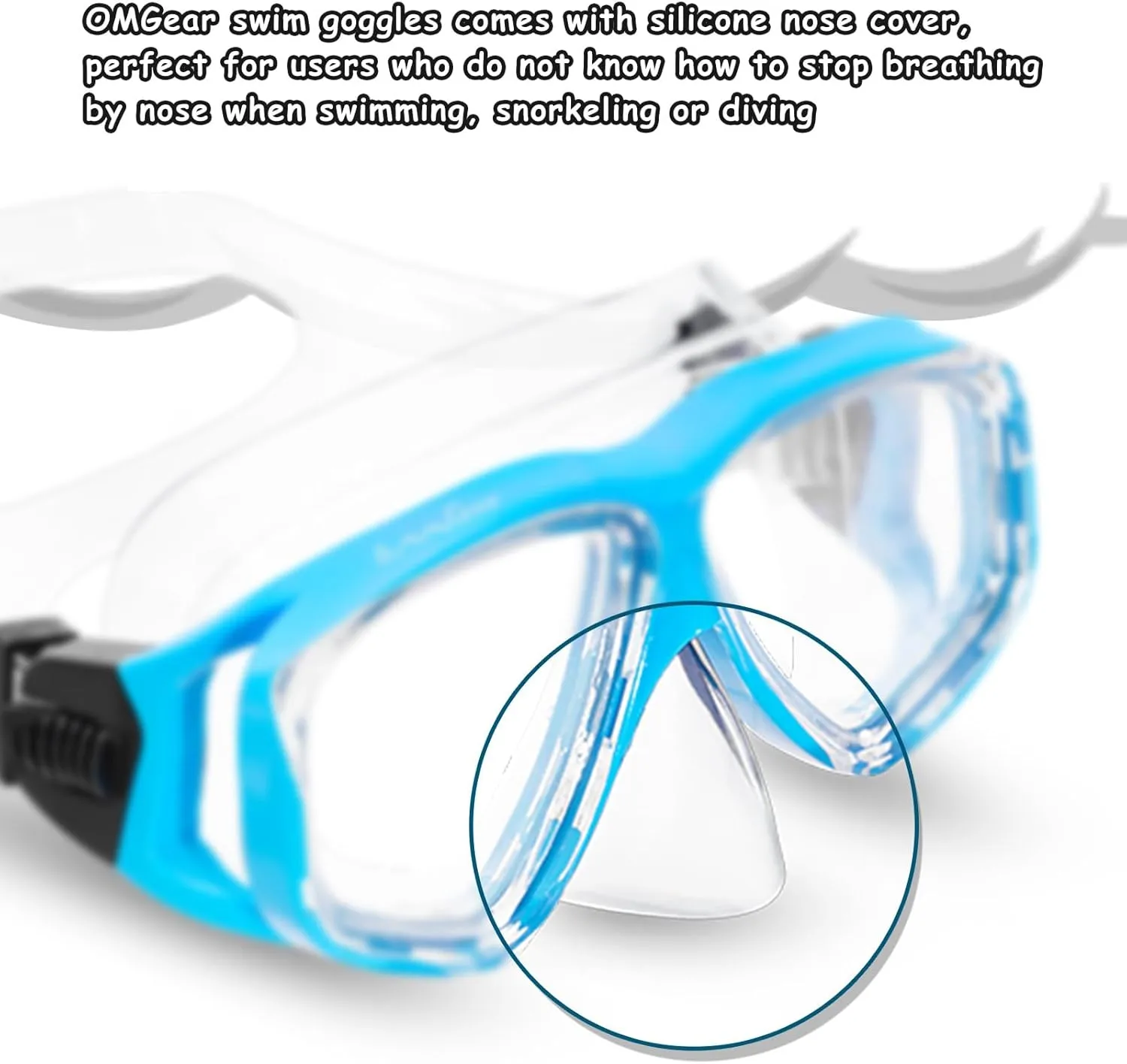 OMGear Swim Mask Dive Goggles Swimming Goggles with Nose Cover Snorkeling Gear Junior Adult Snorkel Mask for Scuba Diving Spearfishing Neoprene Strap Impact Resistance