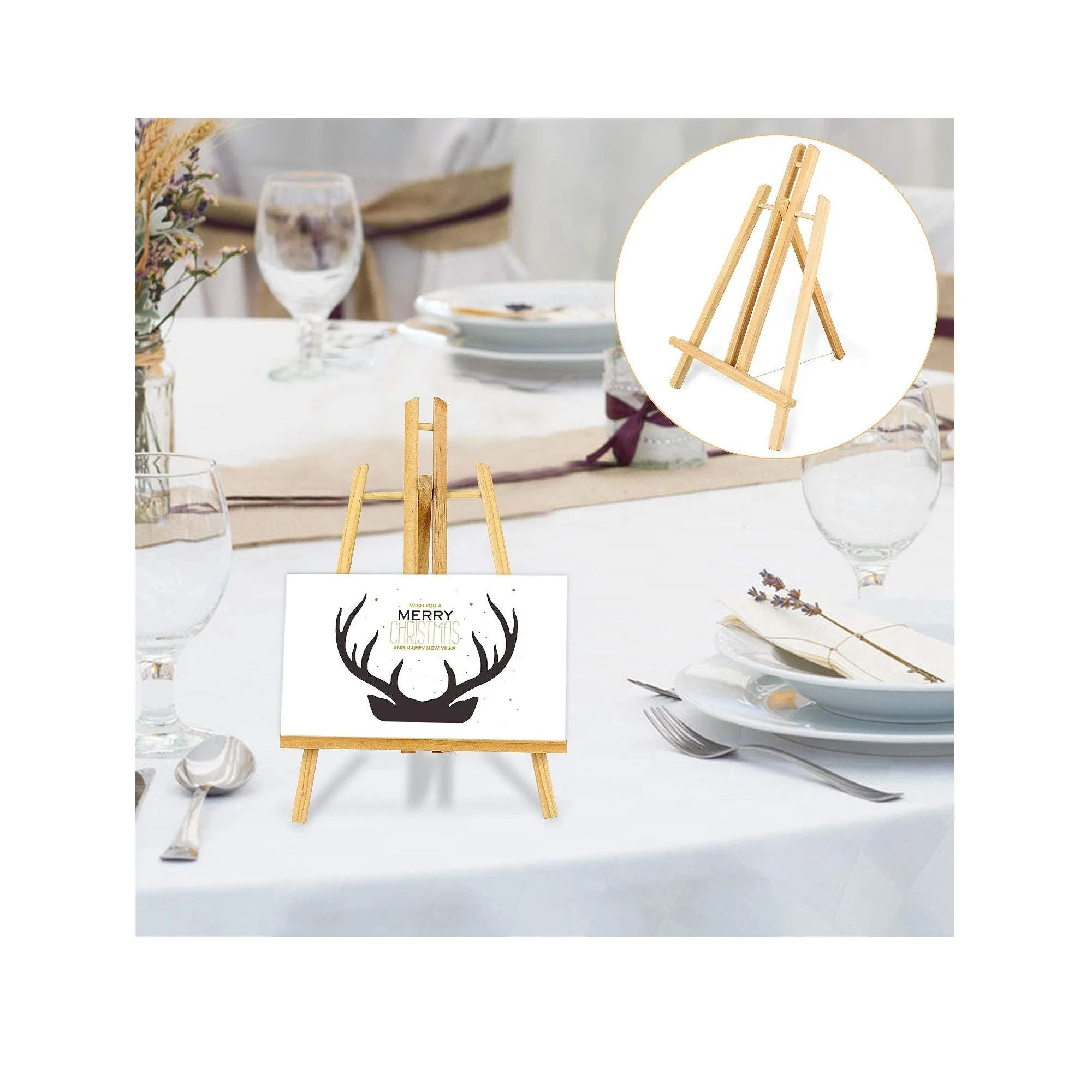 Parts3A 4Pc Wooden Easel | 16"Table Top Easel | Easel for Painting canvases | Foldable A Frame Wood Easel Adjustable Table Easel