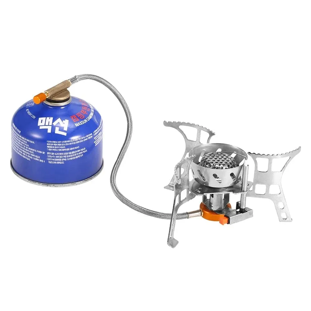 Portable Outdoor Stove Foldable Camping Gas Stove Windproof Cooking Picnic Split Burners with Gas Conversion Head Gas Adapter