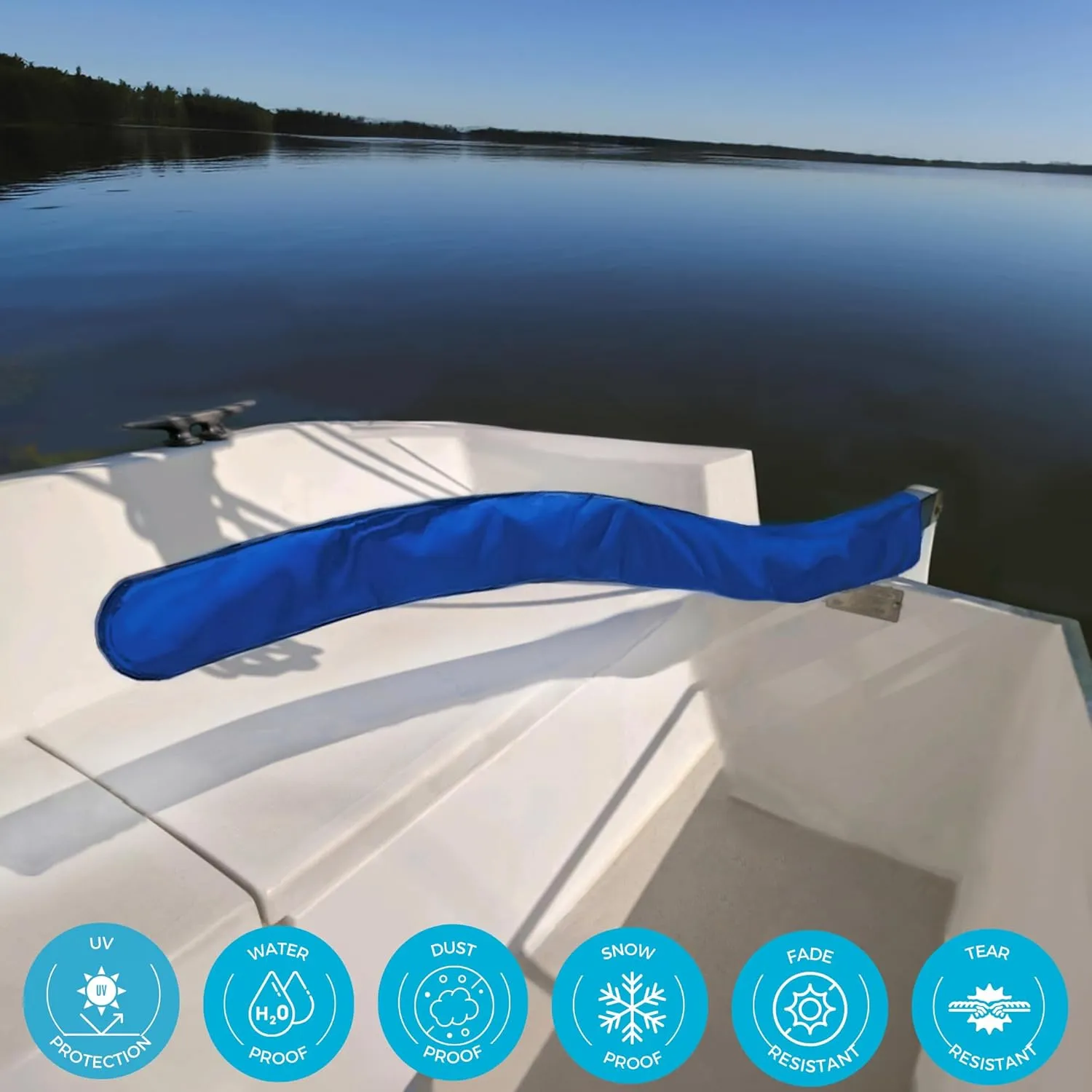 SavvyCraft Waterproof Tiller Cover, 36" Heavy Duty Solution-Dyed 600D Fade-Resistant Sailboat Tiller Cover, UV Protection Weather-Resistant Slip-On Blue Color