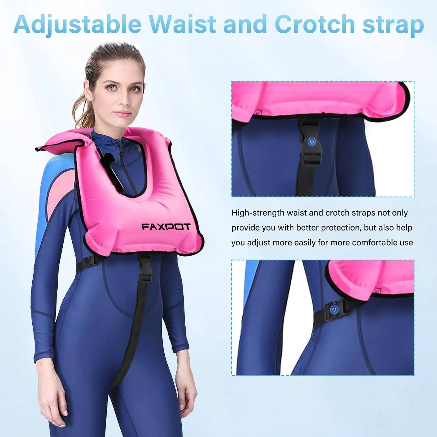 Snorkel Vest, Adults Portable Kayaking Buoyancy Inflatable Swim Vest Jackets, Diving Surfing Adjustable Snorkeling Vest Swimming Jacket for Outdoor Water Sports Fun Safety