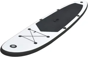 Stable and Durable Inflatable Stand Up Paddleboard Set with Paddle, Pump, and Carrying Bag, Black and White