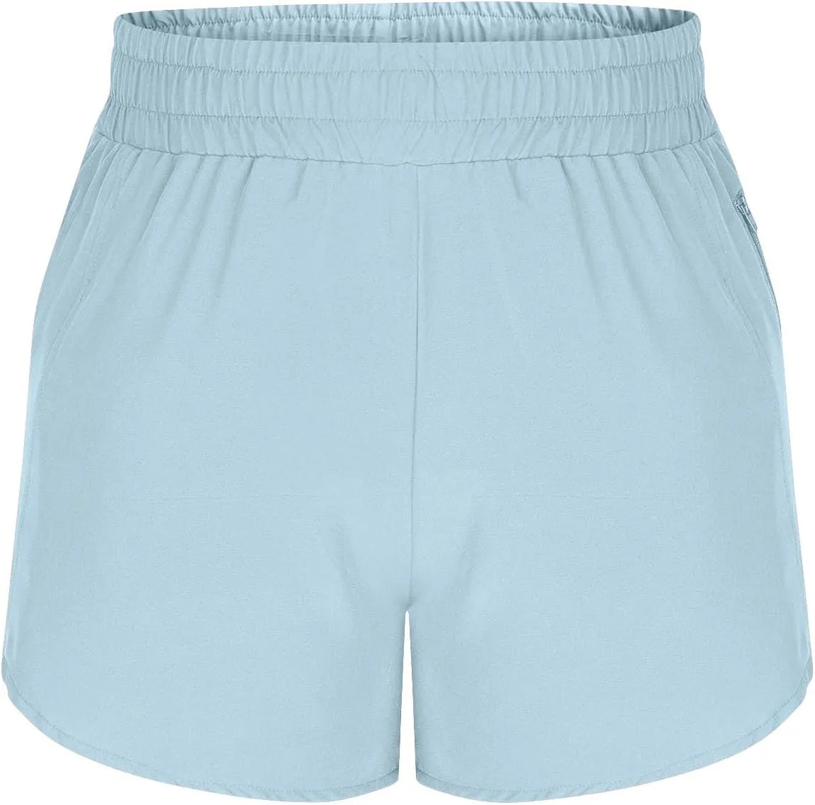 Women's Athletic Shorts High Waisted Running Solid Shorts with Zip Pocket Side Split Short Gym Elastic Workout Pants