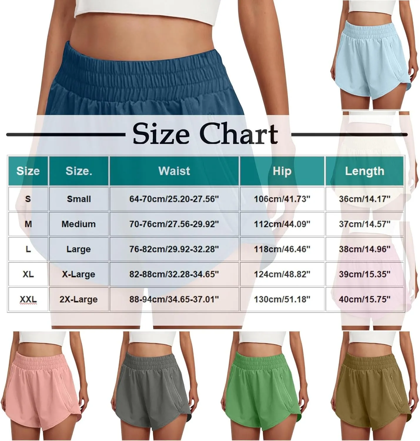 Women's Athletic Shorts High Waisted Running Solid Shorts with Zip Pocket Side Split Short Gym Elastic Workout Pants