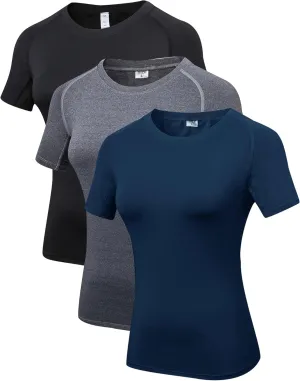 Women's Fitness Athletic Casual T-Shirt Running Workout Yoga Quick Dry Top 3 Pack
