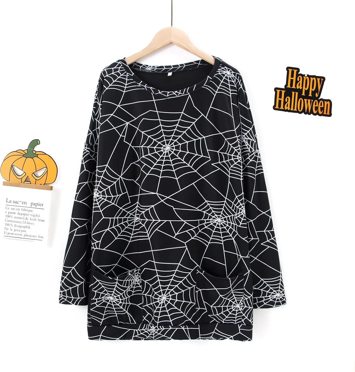 Womens Halloween Crewneck Sweatshirts Pumpkin Long Sleeve Pullover Tops Vintage Oversized Shirt Blouse Clothes