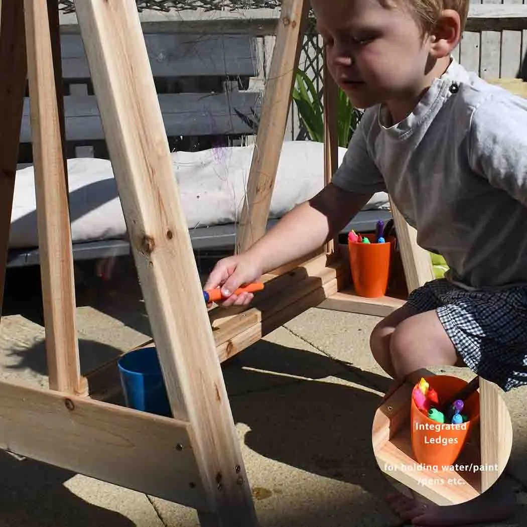 Wooden Messy Play Easel For Indoor & Outdoor Play